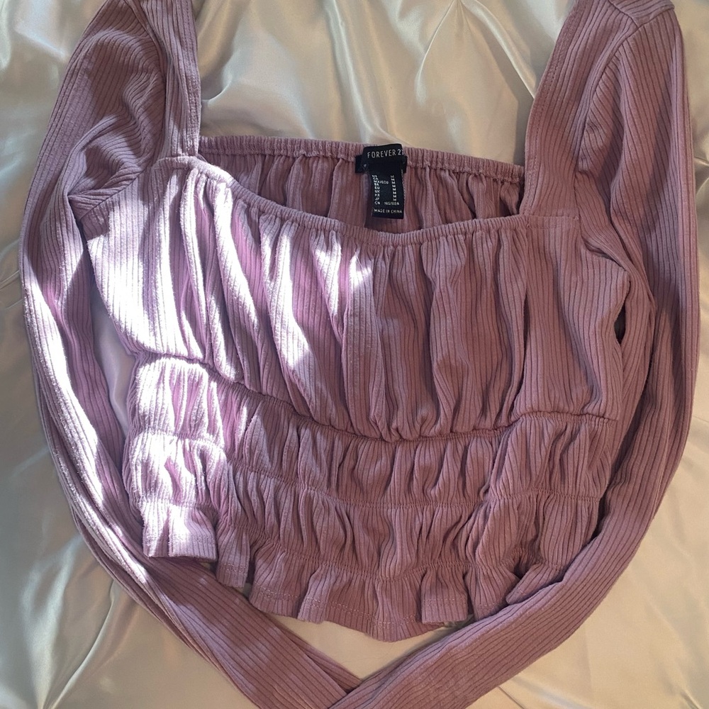 Forever 21 Mauve Long Sleeve Crop Top